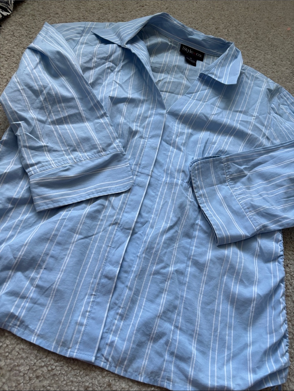 Style & Co. Light Blue and White Striped Shirt - Picture 2 of 5